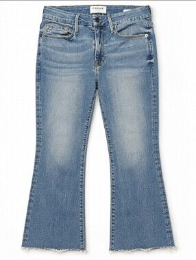 FRAME Le Crop Mini Boot Jeans 27 Columbus Raw Hem